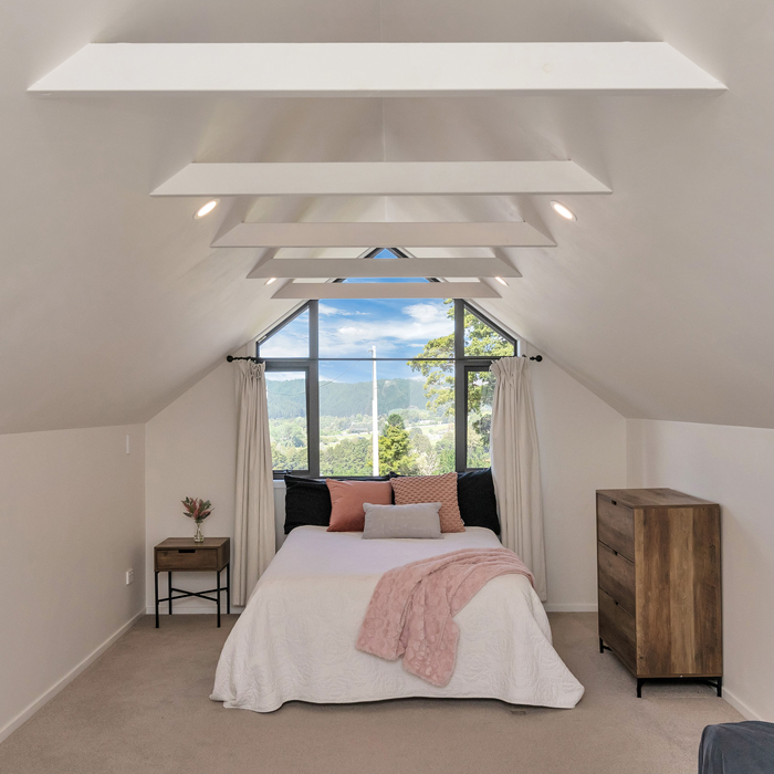 bedroom with architectural feature in ceiling - New Builds Whangarei - Fieldhouse Builders